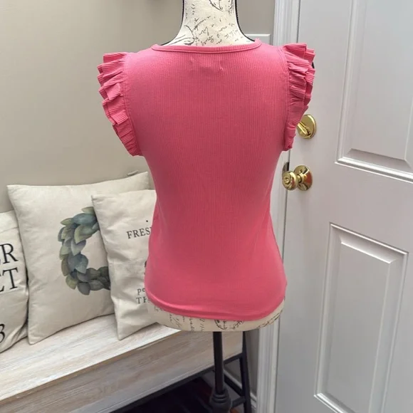 EUC Bundle of 2 J. Crew Ruffle sleeveless top in brown and pink both in small! - Picture 9 of 10